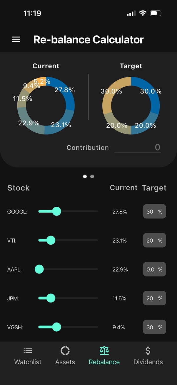 Smart Rebalancing Screen
