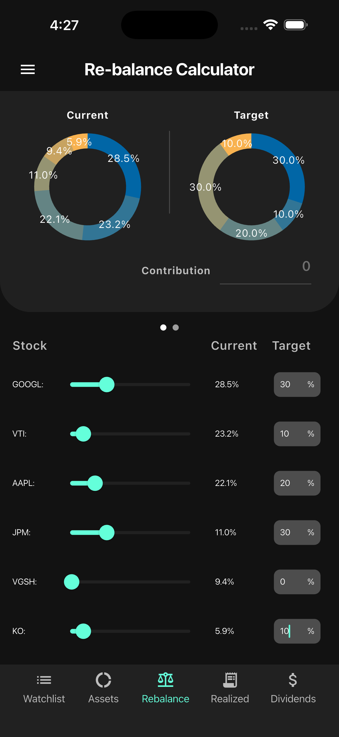 Rebalancing tools in StockShelf